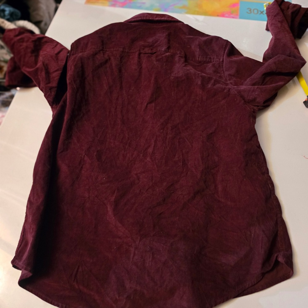 Jachs Girlfriend Mens Burgundy Corduroy Button Down Shirt Medium Long Sleeve - Picture 5 of 6